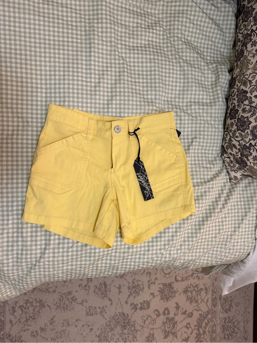 Yellow Cotton Utility Shorts